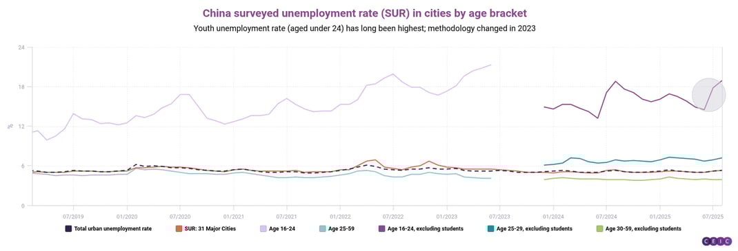 China surveyed unemployment rate SUR in cities by age bracket (1)
