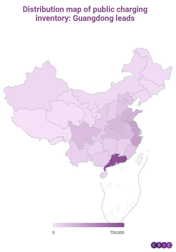 Distribution map of public charging inventory Guangdong leads