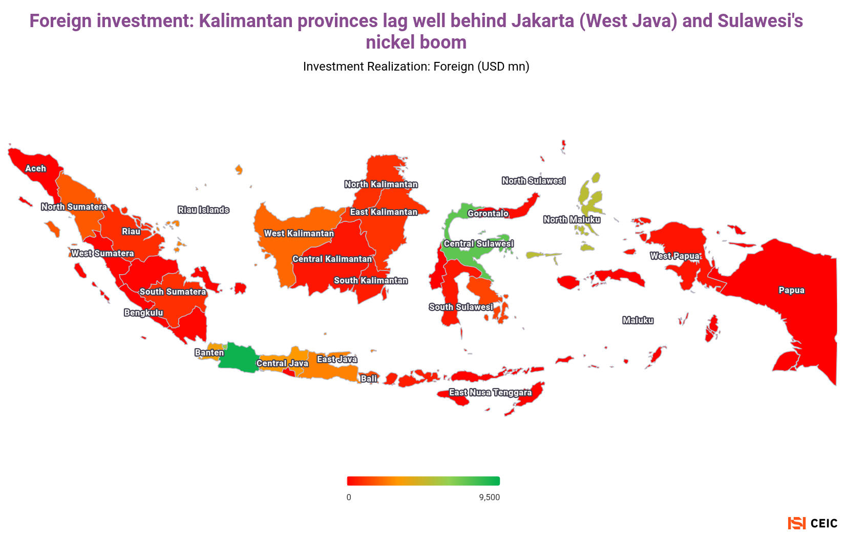 Foreign investment Kalimantan provinces lag well behind Jakarta West Java and Sulawesis nickel boom