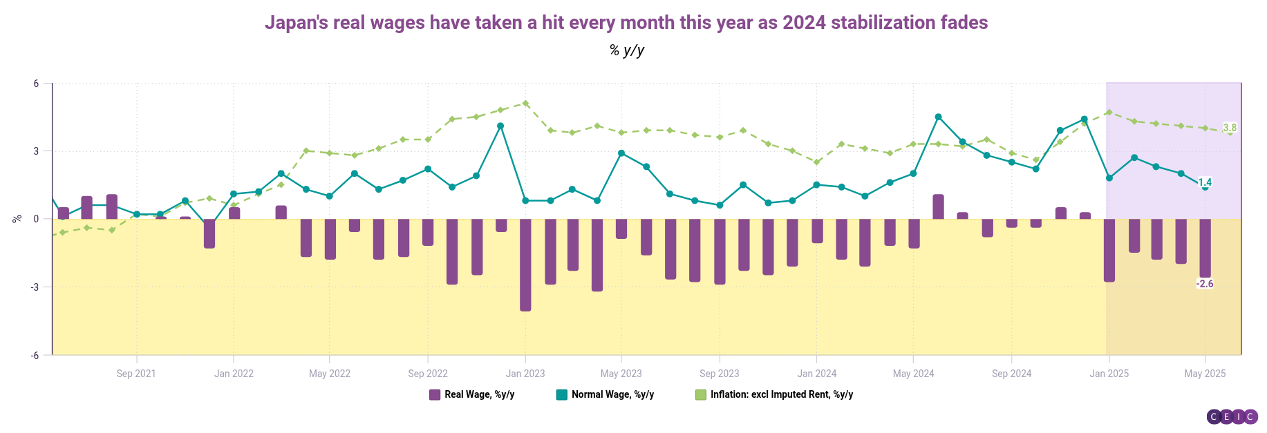 Japans real wages have taken a hit every month this year as 2024 stabilization fades