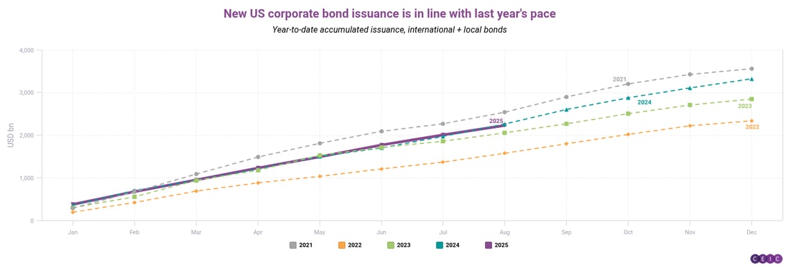 New US corporate bond issuance is in line with last years pace