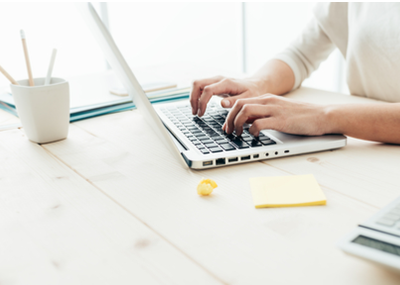 Woman working on a desk